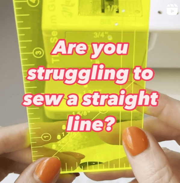 Sewing tool with text overlap "are you struggling to sew a straight line"
